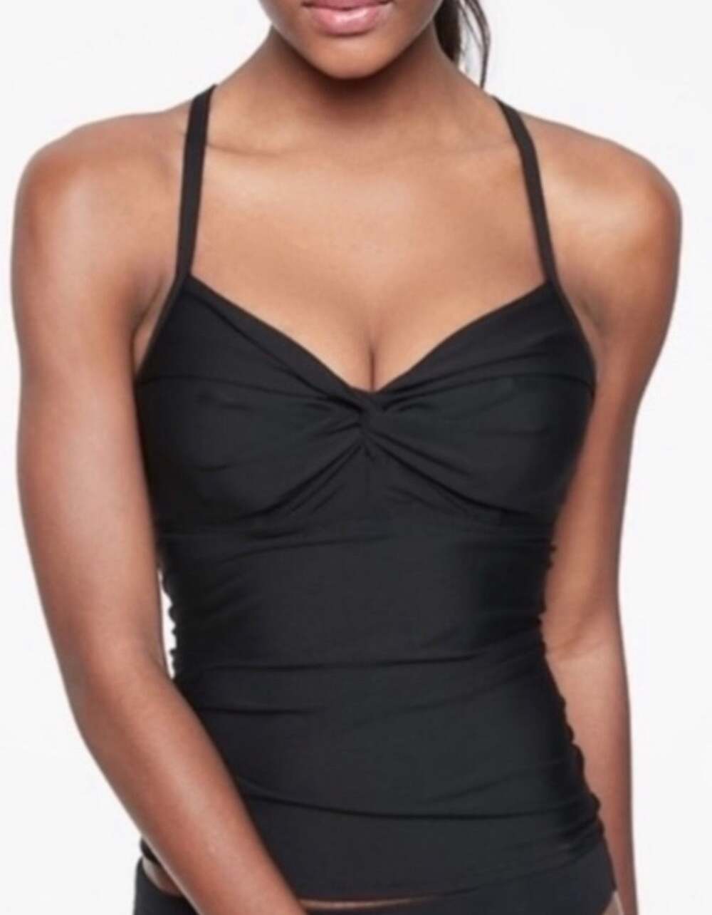 Athleta Twister Tankini Top Womens 34 D/DD Black Swim Vacation Beach Resort NWT